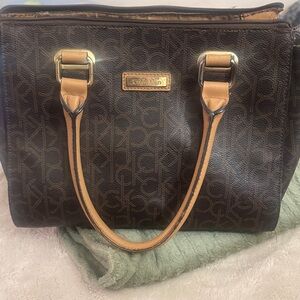 Calvin Klein Dark Brown Signature Satchel